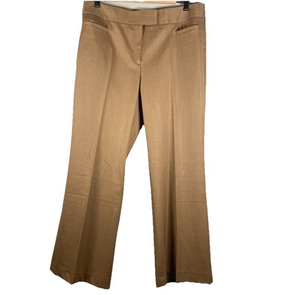 Lafayette 148 NY Trouser Wool Pants Brown Womens 12 Minimalist Neutral Office - Picture 1 of 9